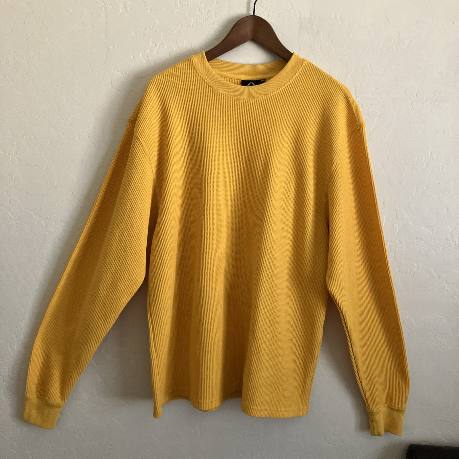 Access Thermal Top Mens 2XL Yellow Waffle Knit Pullover Crewneck Base Layer