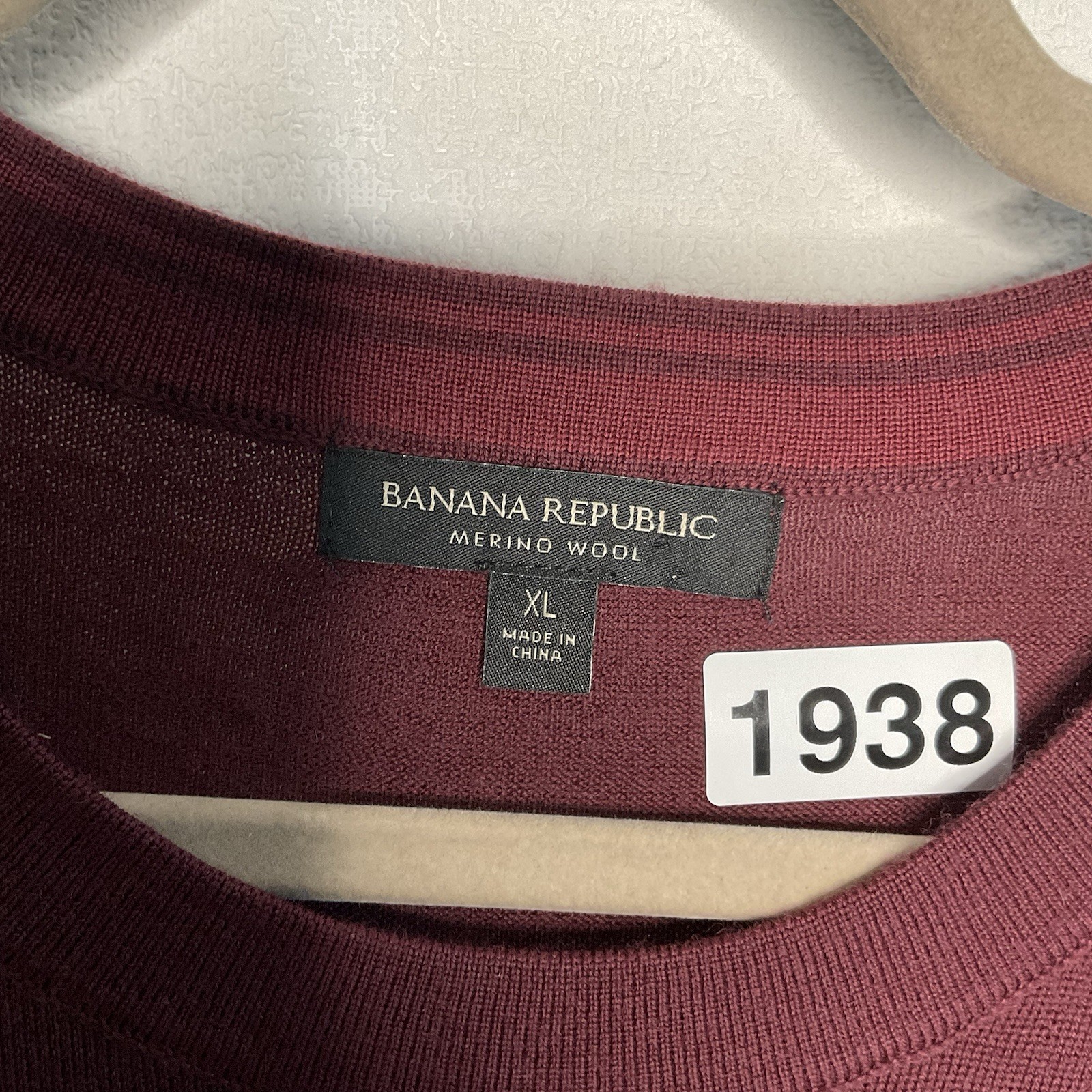 Banana Republic Men’s Merino Wool Crew Neck Sweater Dark Red Maroon Size XL