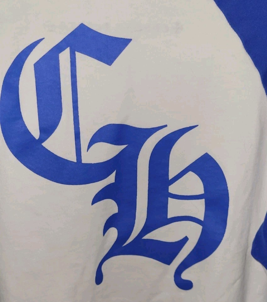 Chrome Hearts 💙 Royal Blue Raglan Sleeve, Front & Back Hits, Sz Med, Polished