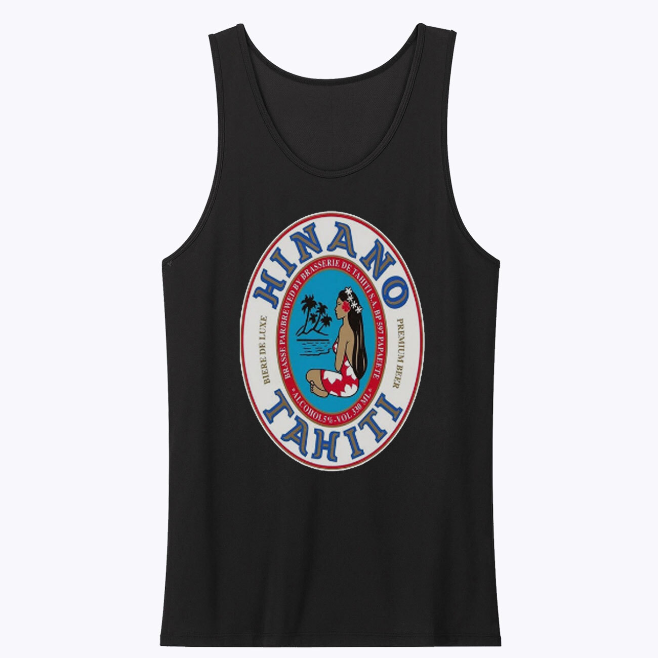 Hinano Beer Papeete Tahiti Polynesia. Black Tank Top, White T-shirt, Size S-3XL