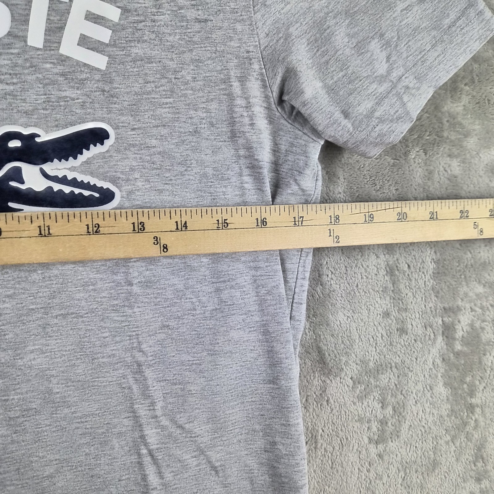 Lacoste Graphic Tee Mens Small Gray Regular Fit Crocodile 3D Streetwear Designer