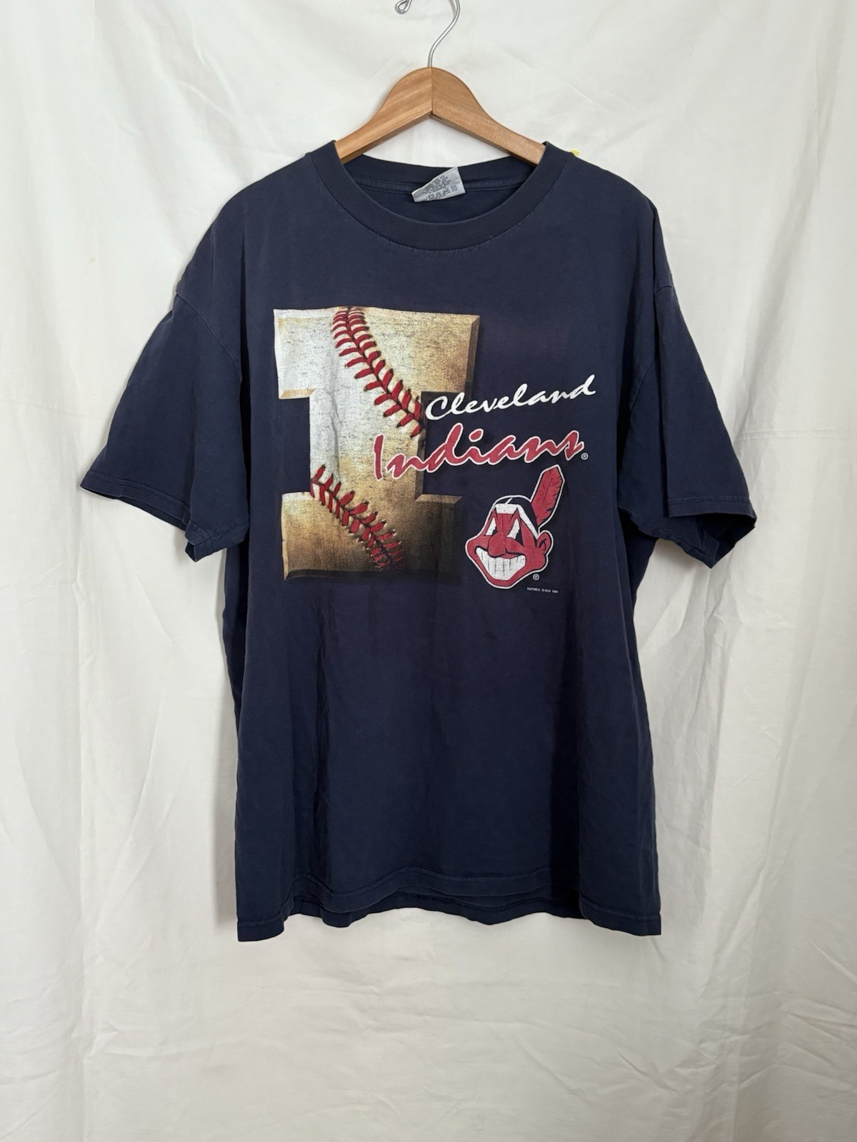 Vtg Lee Sport Nutmeg 1996 Cleveland Indians Caricature Graphic T Shirt XL