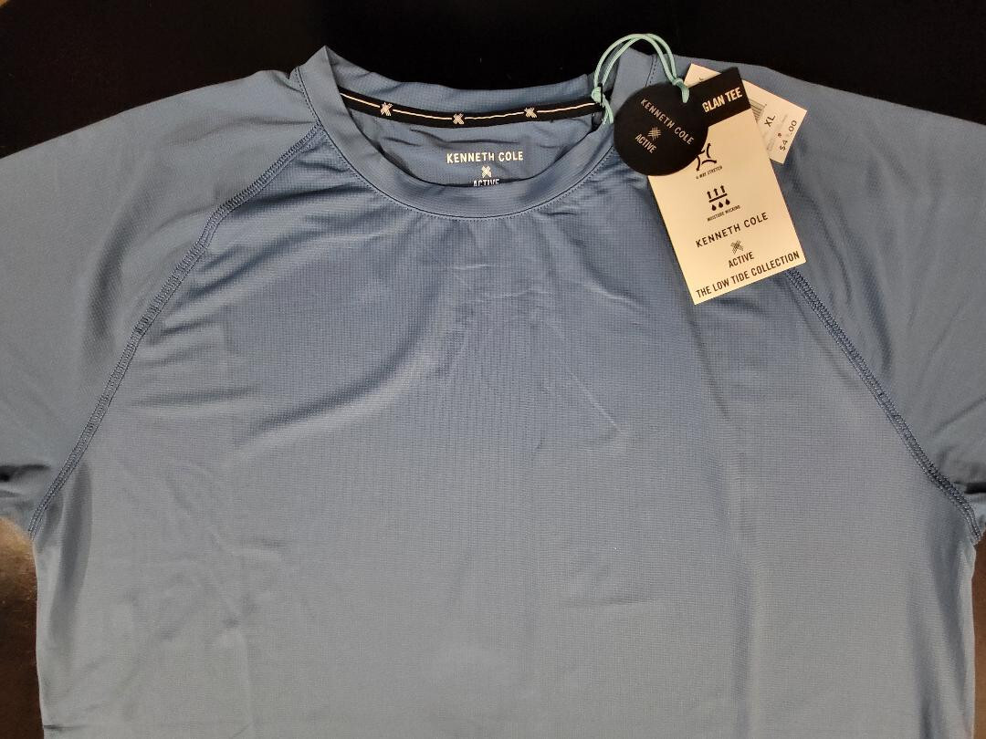 Kenneth Cole Men’s The Tech Pocket S/S Active Shirt Heather Orange NWT Sz M,XL