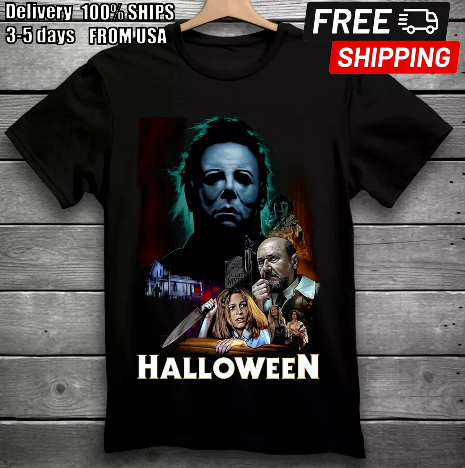 Halloween Horror Movie T-Shirt Black S-5XL Michael Myers