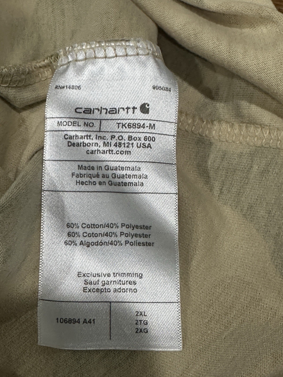 Carhartt Relaxed Fit Men’s 2XL Beach Sigature Camo Pocket Cotton T-Shirt