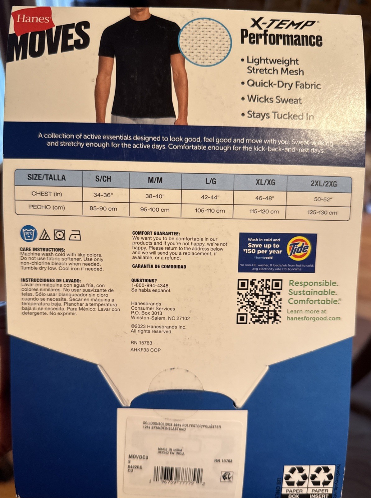Sm Hanes X-Temp® Breathable Mesh Tagless Crews T-shirts 3Pack Mens Black/Grey
