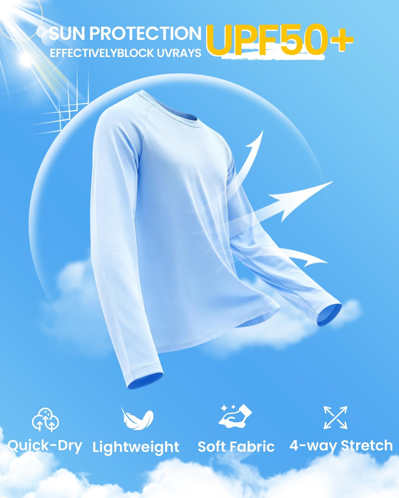 5 Pack Long Sleeve Shirts for Men – Quick Dry Moisture Wicking UPF 50+ Sun Pr…