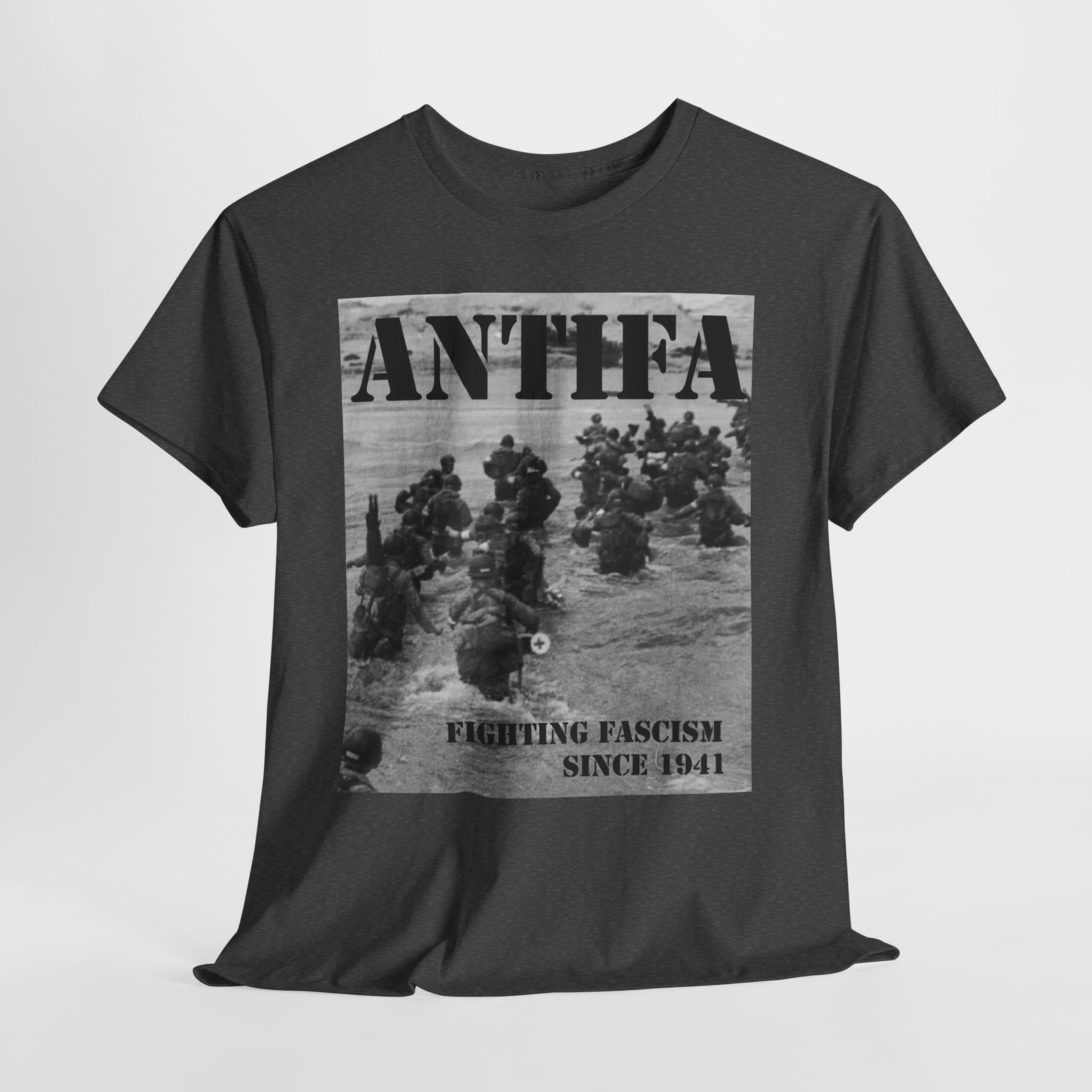 Antifa Fighting Fascism 1941 T-Shirt | WWII Soldiers Protest Tee Anti Fascist