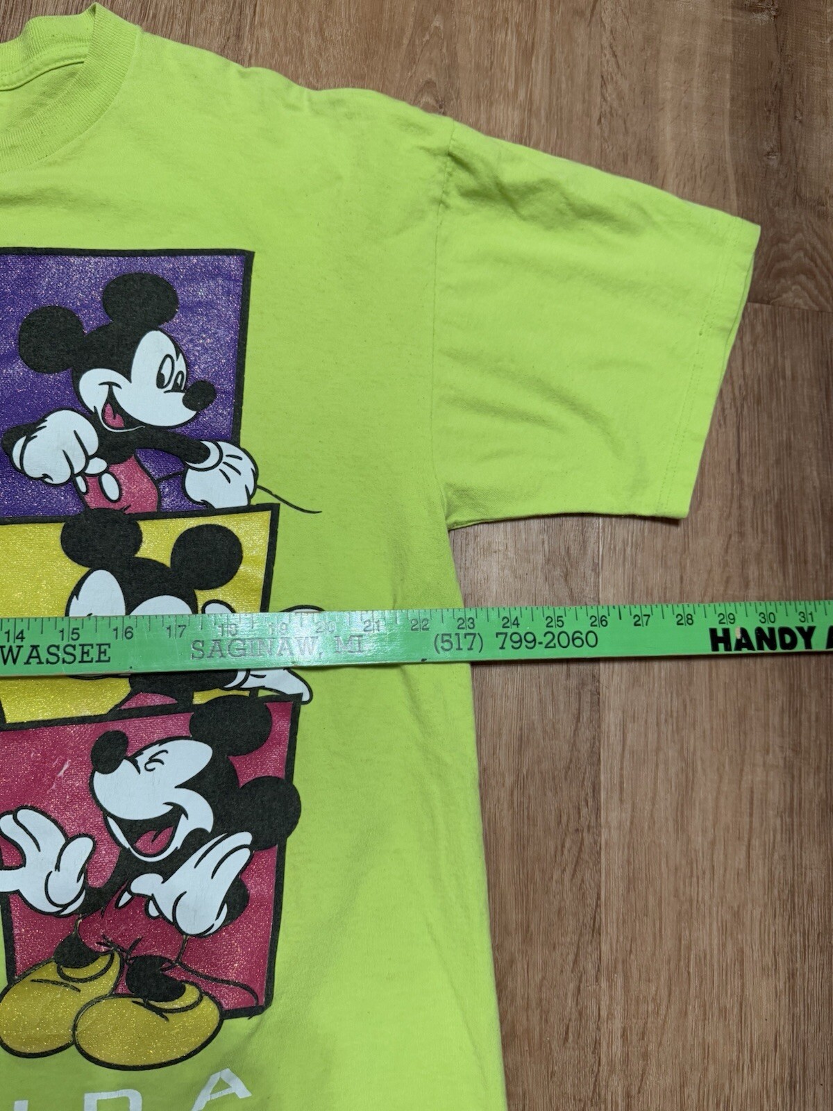 Vintage 90s Mickey Unlimited Mickey Mouse AOP Shirt Mens XL Neon Green