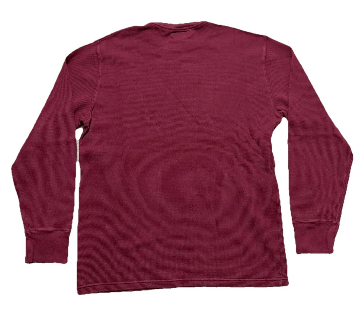 Polo Ralph Lauren Mens Large Shirt Waffle Knit Thermal T Maroon L/S Pull on Logo
