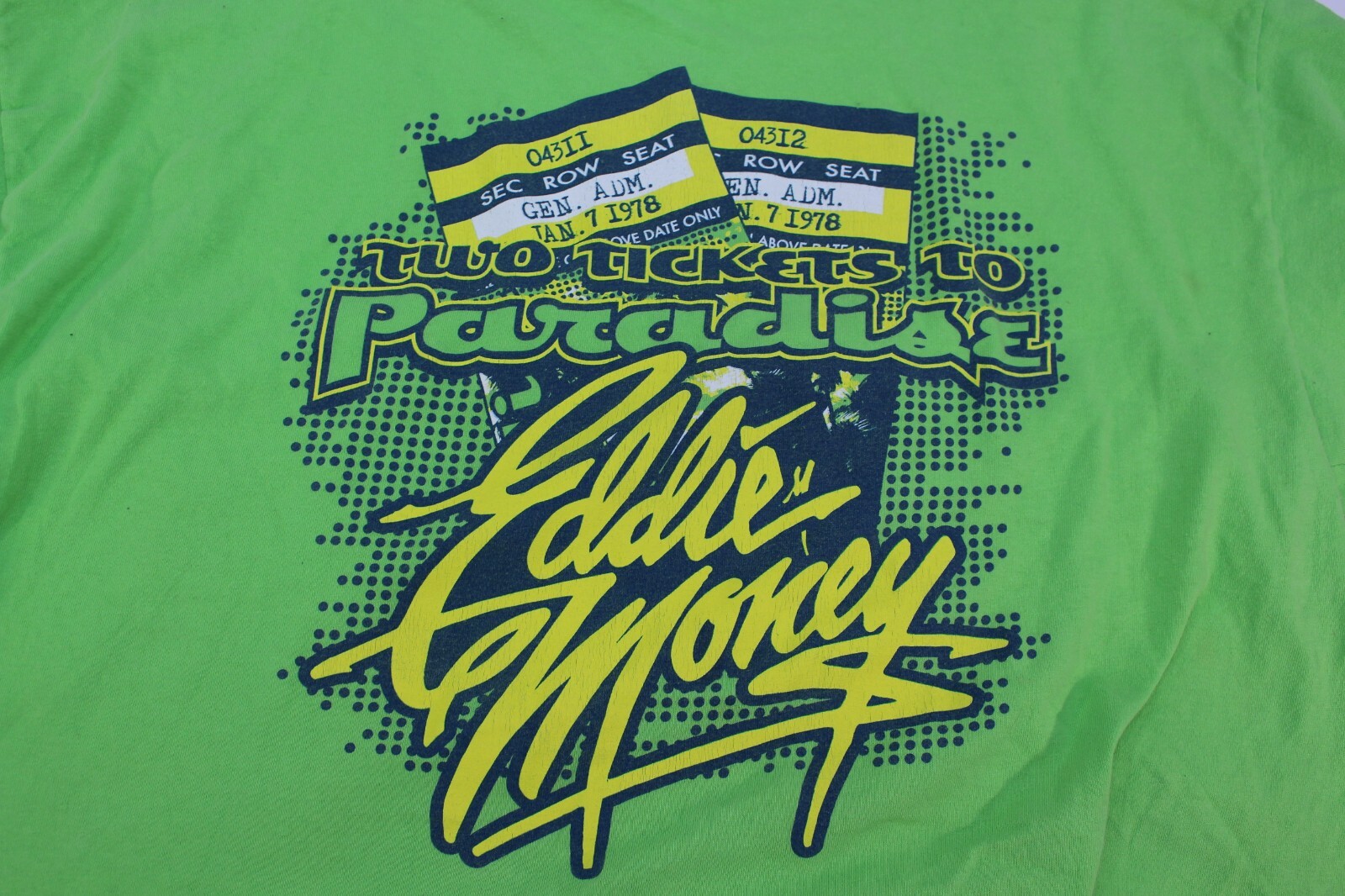 VTG Eddie Money Autograph Tour T-Shirt Tee 2XL Signature Band Auto Paradise Two