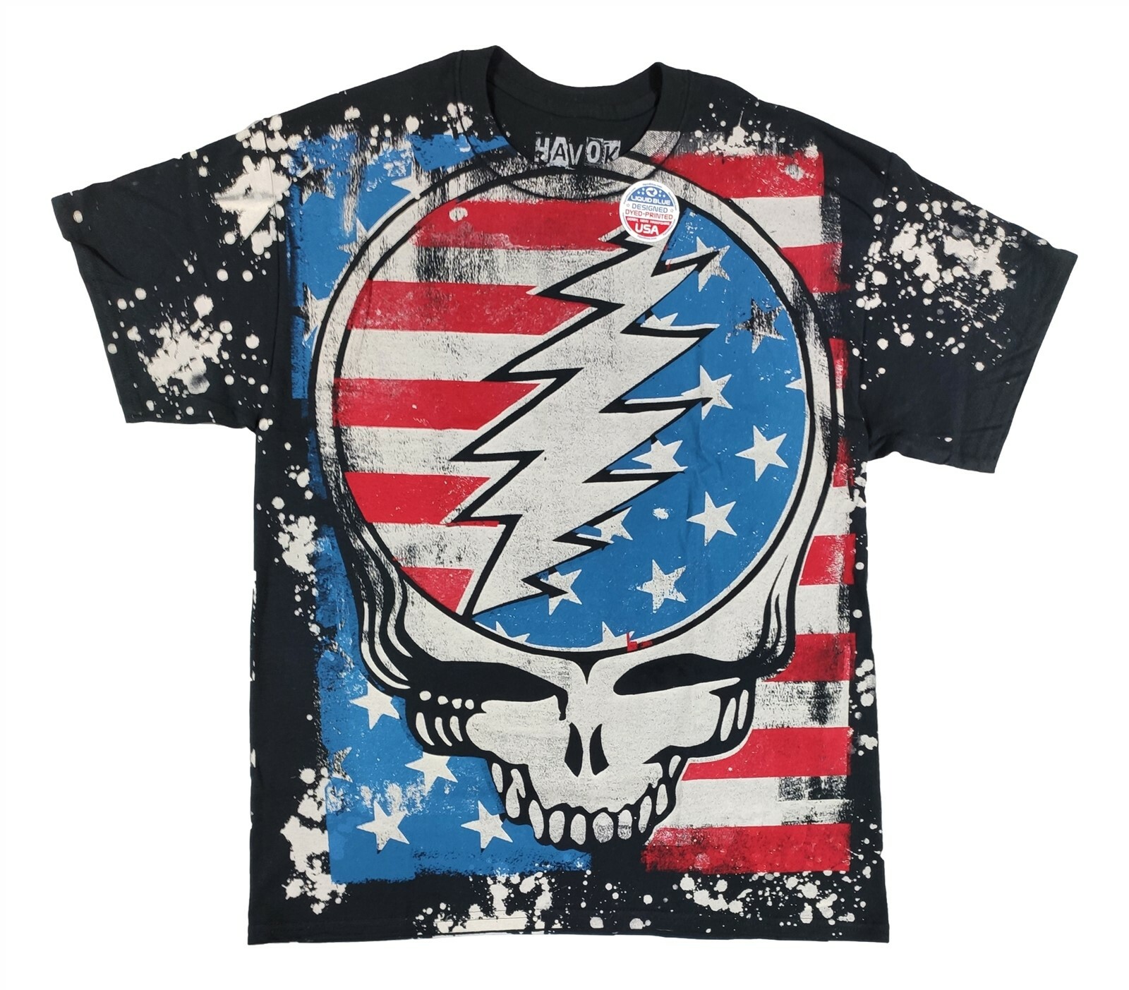 Grateful Dead Shirt Men’s Large American Flag Freedom Red White Blue Skull Tee