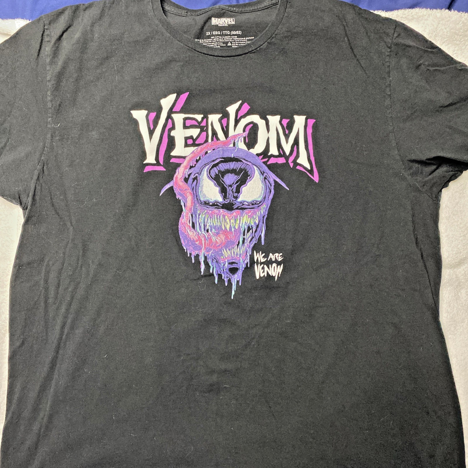 Venom Marvel Vintage Graphic Tee – Men’s XXL Black Supervillain Comics Movie Y2K
