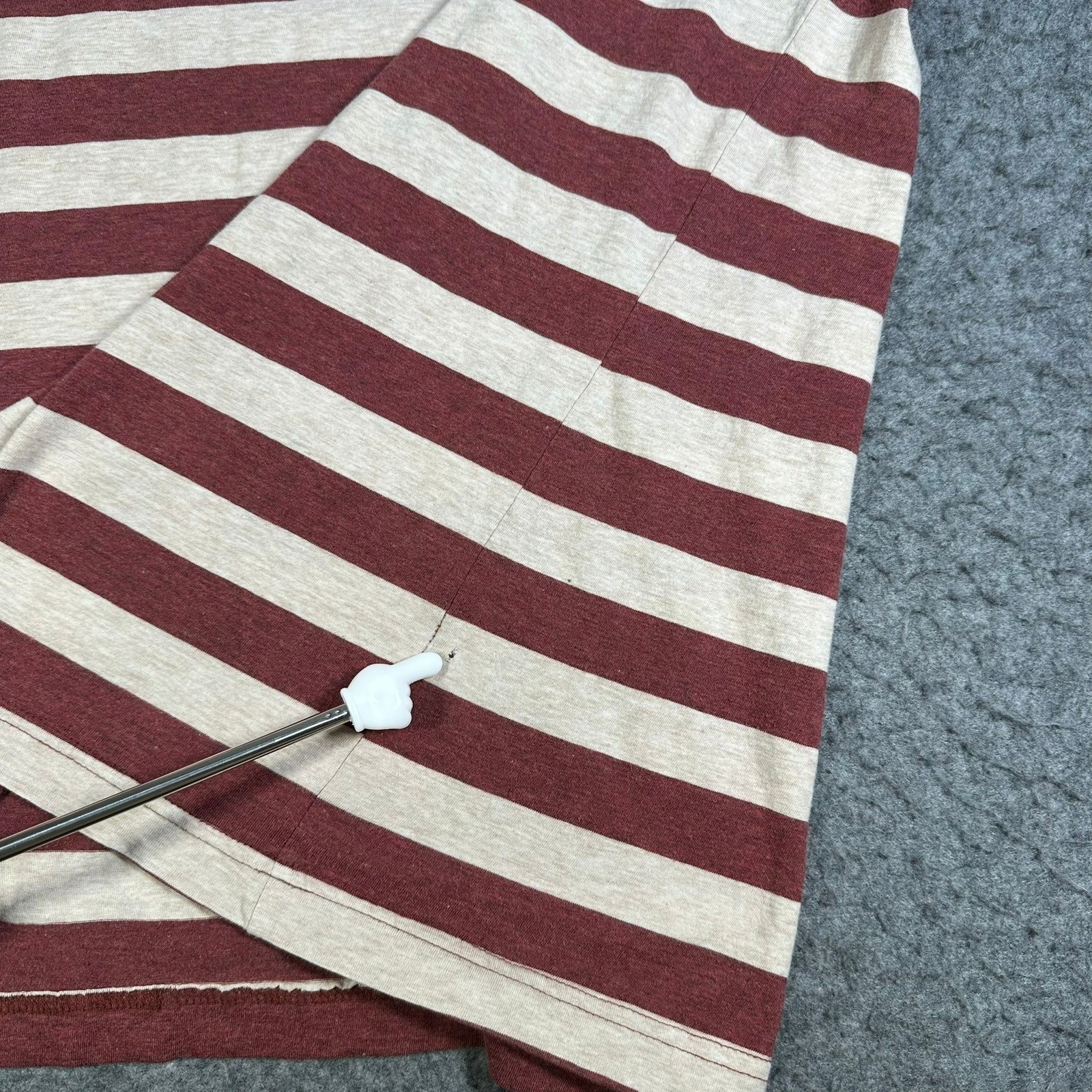 Adolfo Dominguez Mens Striped Pocket T-Shirt Red White Large Short Sleeve