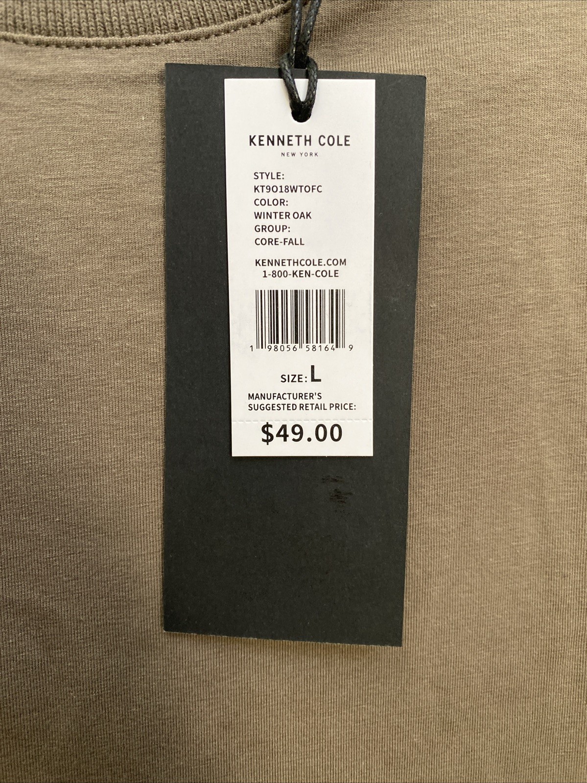 Kenneth Cole Men’s Brown Large Short Sleeve Crew Neck Cotton T-shirt NWT $49