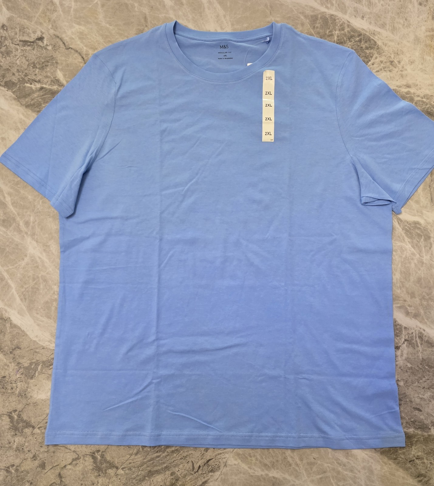 M&S Regular Fit Pure Cotton Crew Neck T-Shirt ~ LONG LENGTH ~ 2 PACK ~ Size 2XL