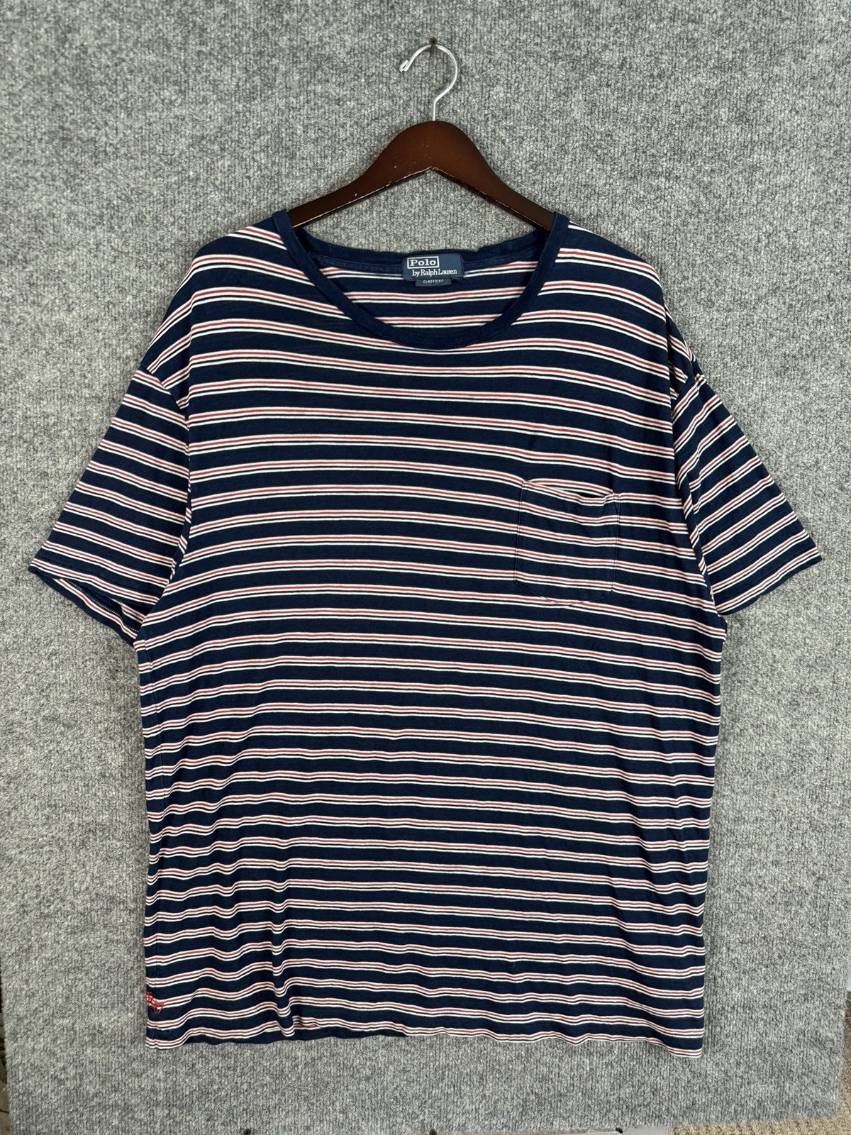 Polo Ralph Lauren Striped Pocket T Shirt Sz 2XL 90s Y2K Preppy Classic Vintage