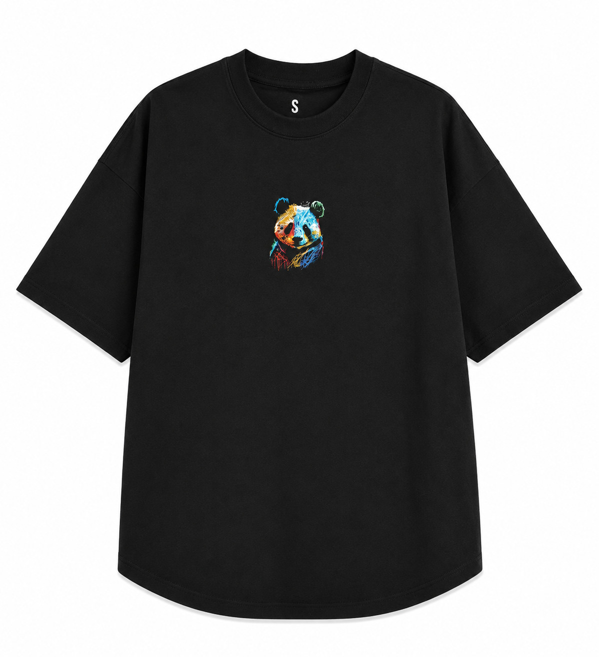 Oversized Panda T-Shirt Cute Kawaii Graphic Tee Unisex Funny Streetwear Black