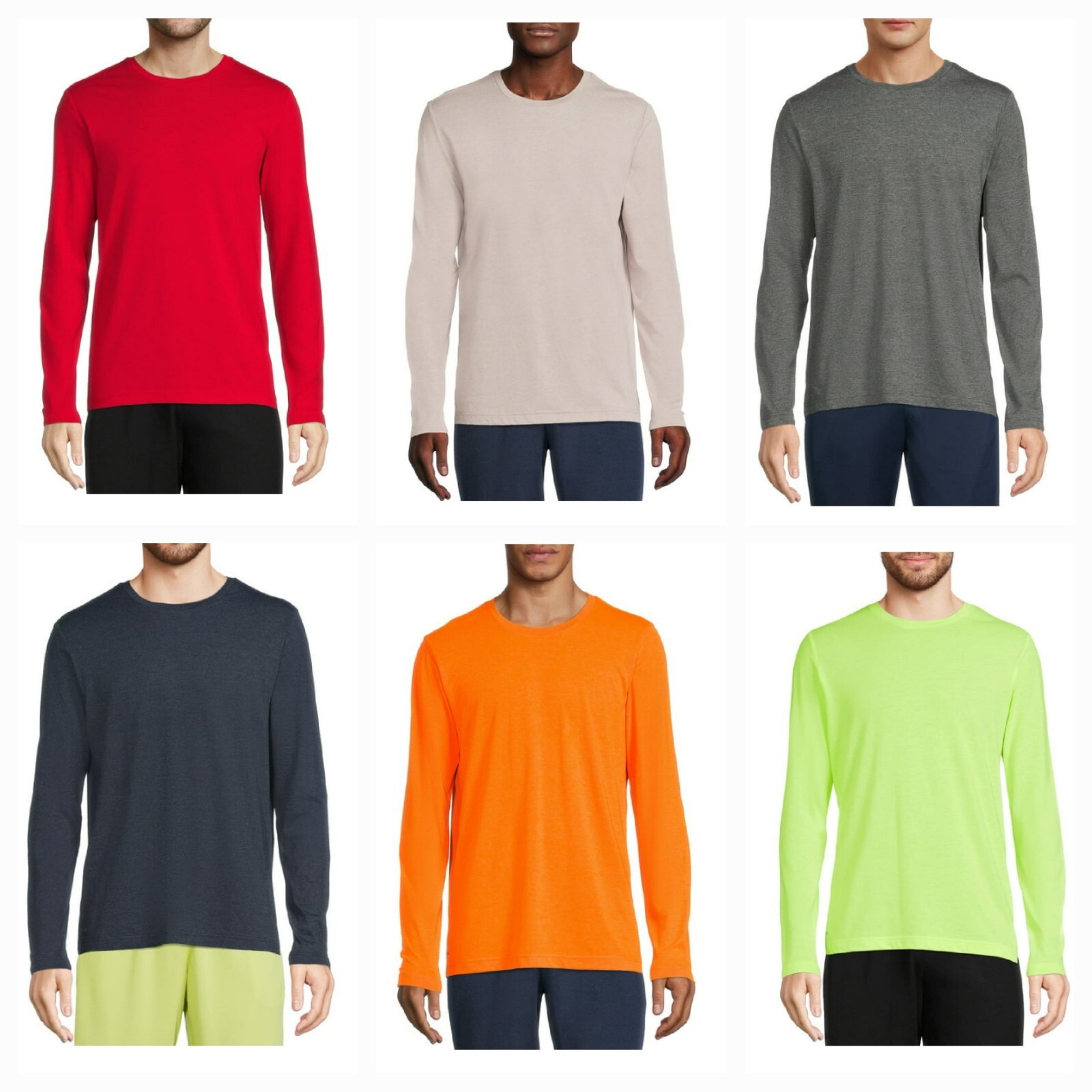 Athletic Works Men’s Pick Color Active Long Sleeve Tri-Blend T-Shirts Tee: S-3XL