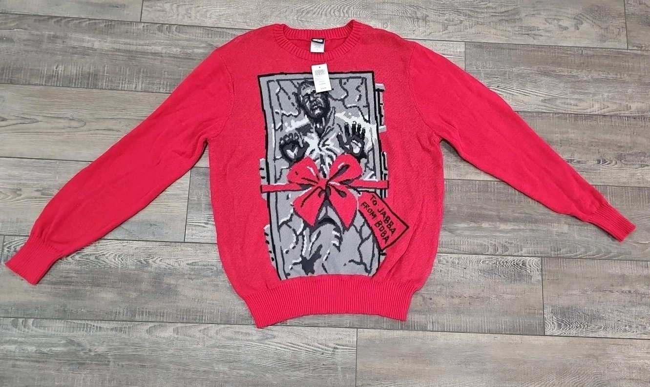 Star Wars Carbon Gift Red Christmas Sweater Sz XL Han Solo Boba Jabba NWT