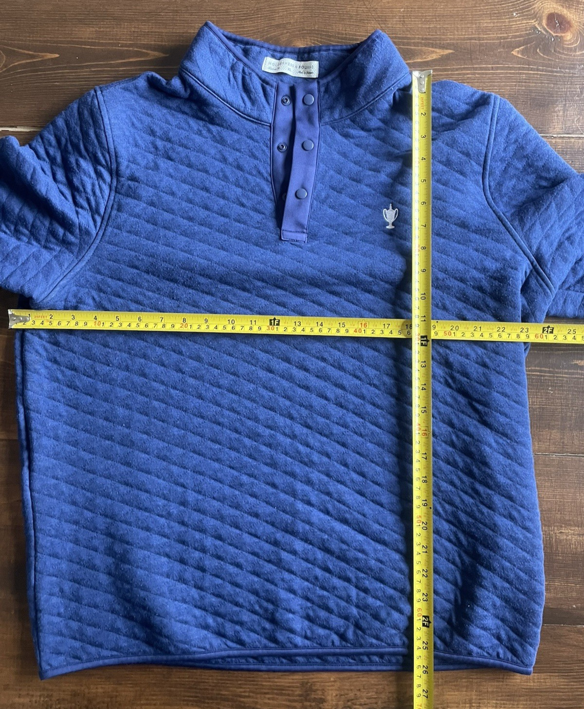 Holderness & Bourne Sweater Mens Medium Blue Quilted T Snap Pullover