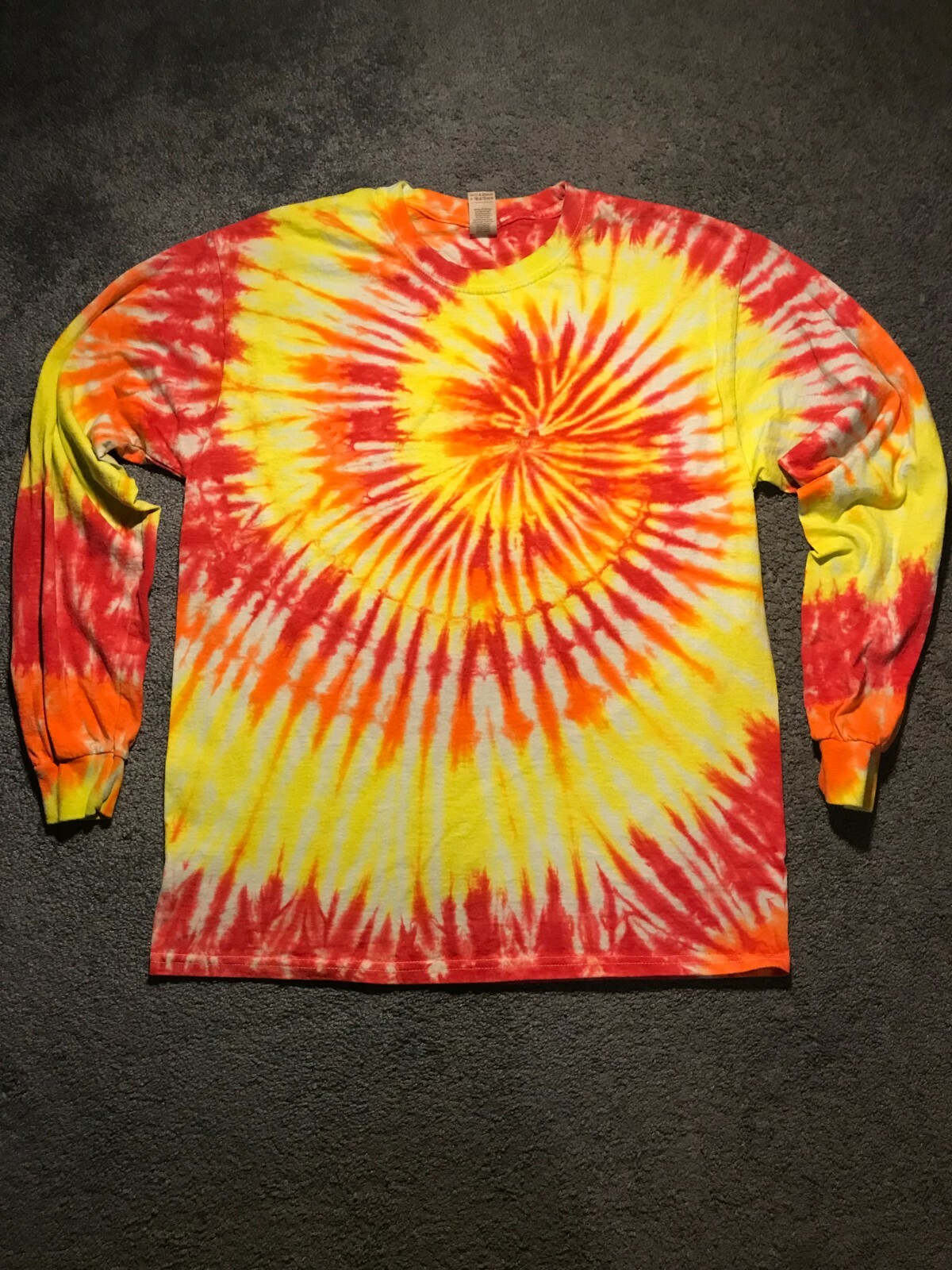 Multi Colored Spiral / L / Long Sleeve Custom Tie Dye T-Shirt