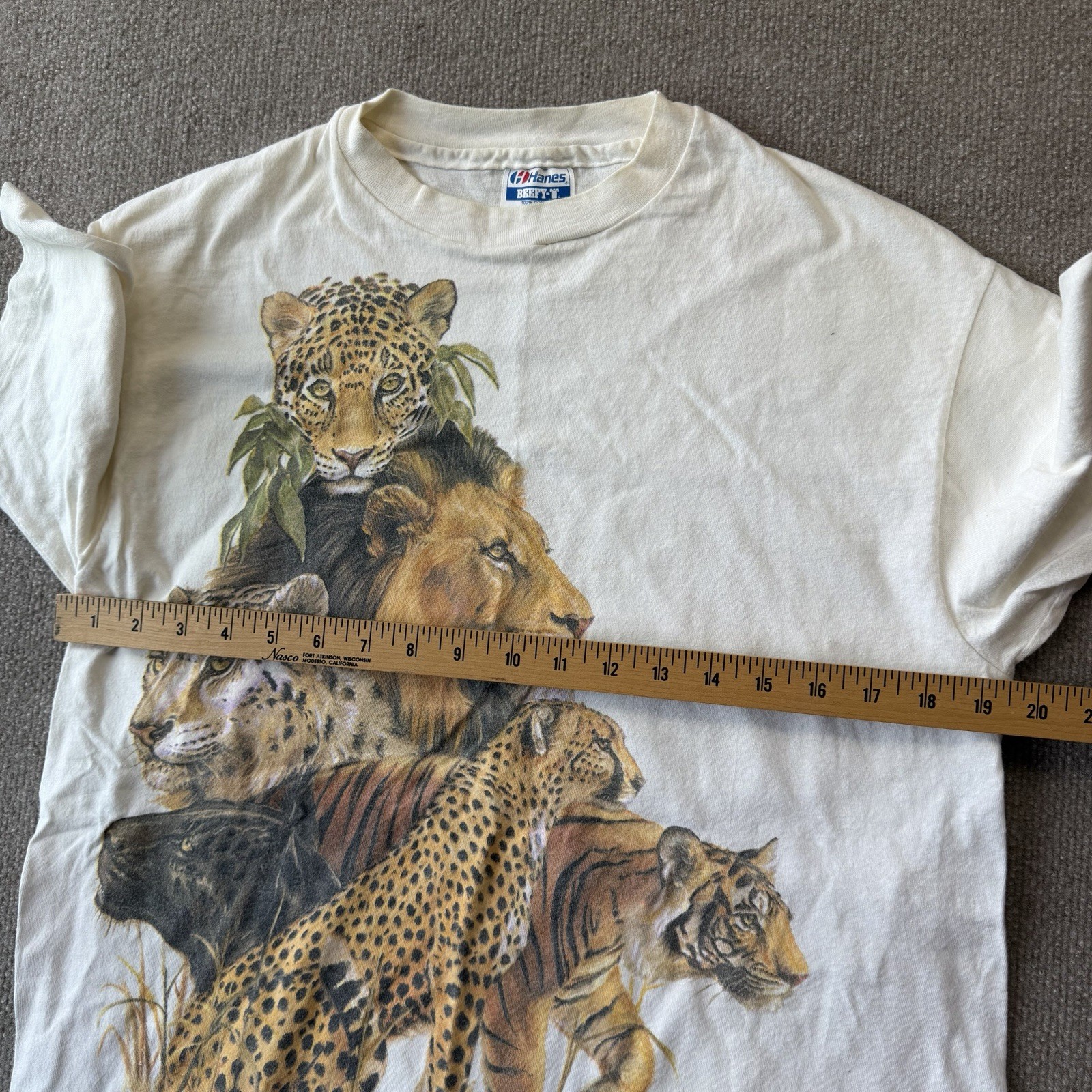 Vintage 1989 Biolchini Big Cat Men’s L T-Shirt Leopard Lion Tiger Single Stitch