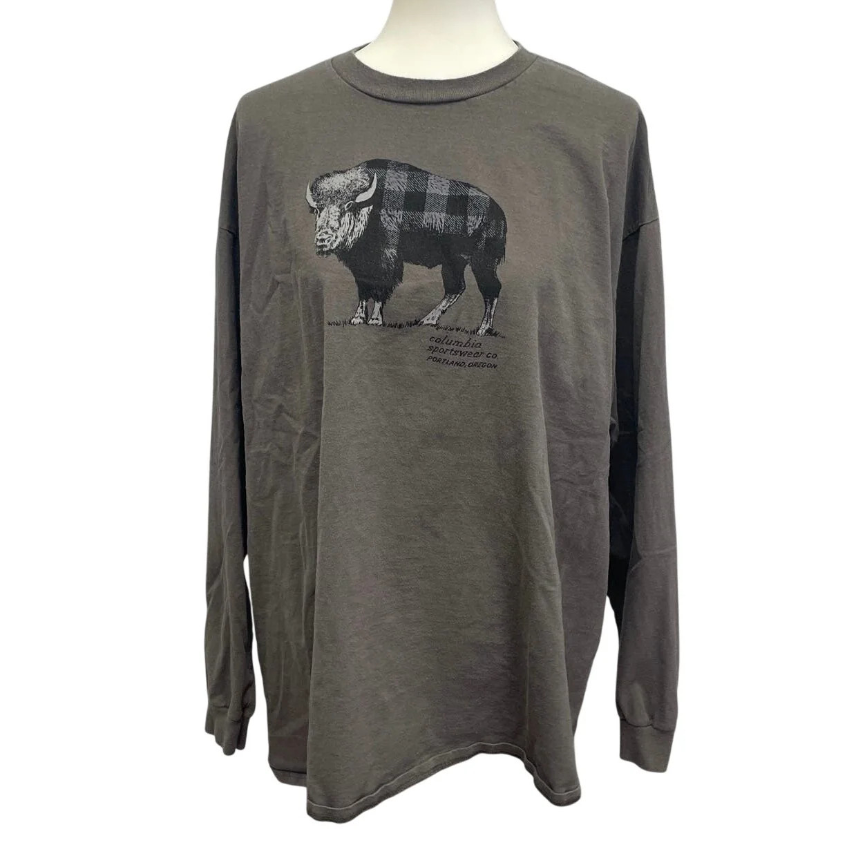 Columbia Mens XXL 100% Cotton Long Sleeve Plaid Buffalo Crew Neck Tee Shirt