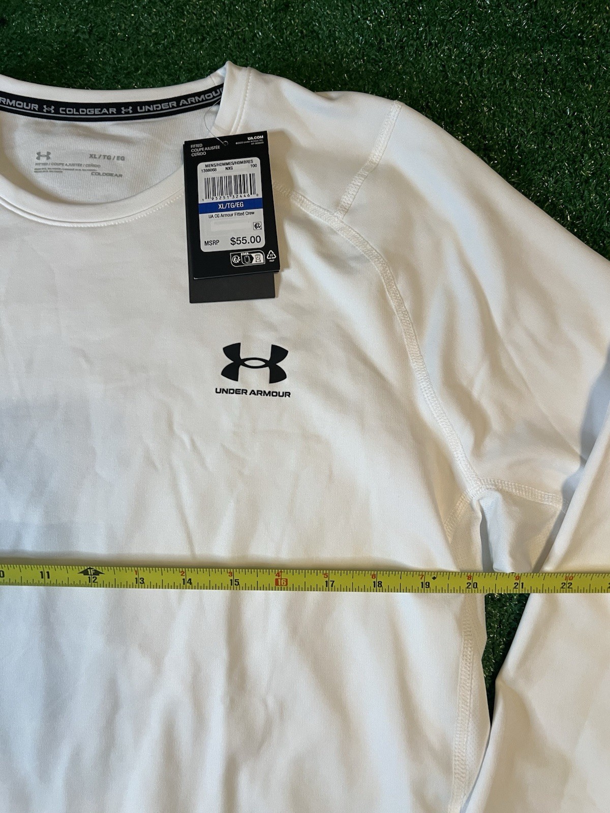 Under Armour COLDGEAR Fitted Long Sleeve Athletic Shirt White Size XL 1366068