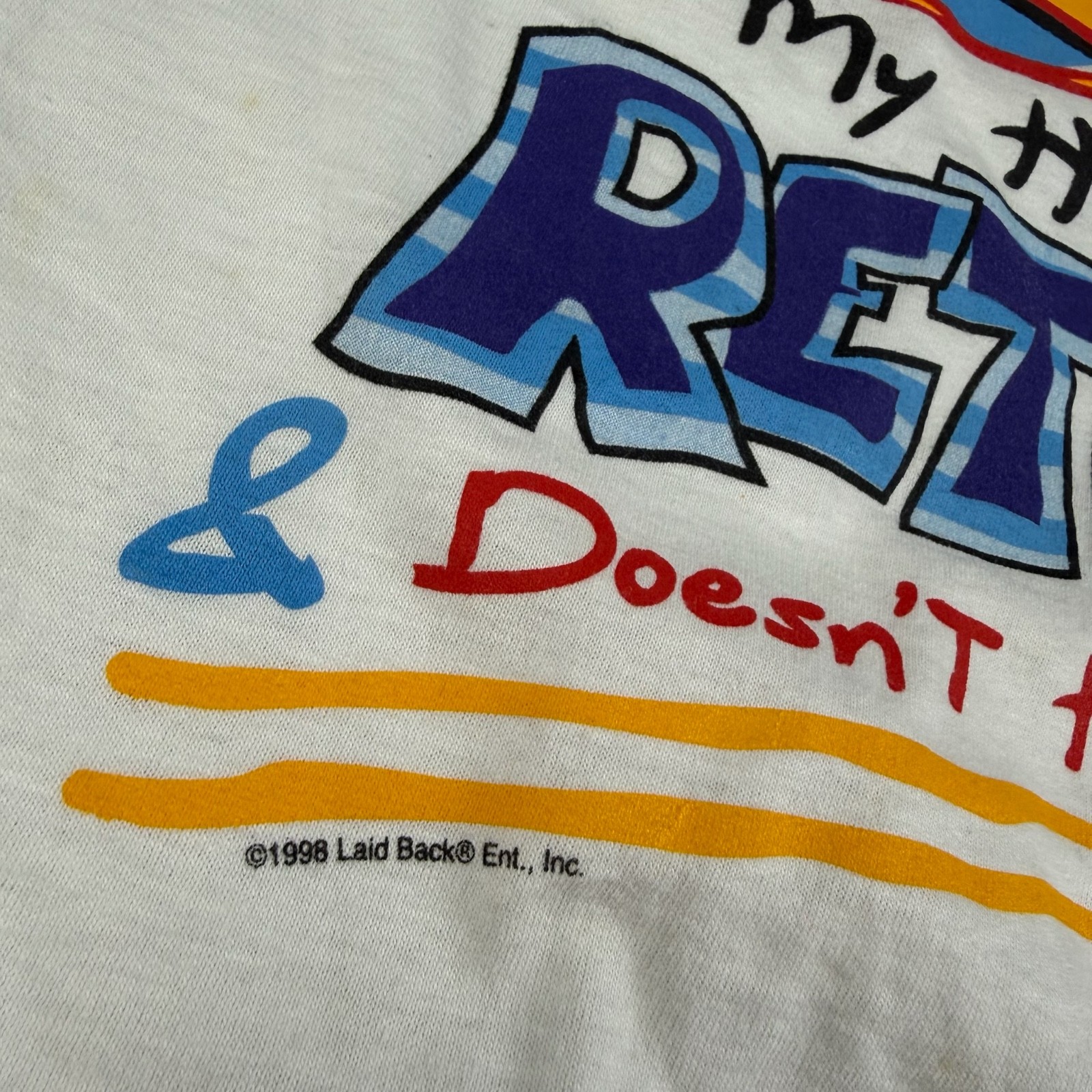 Vintage 1998 Retired Funny Shirt Mens L White Graphic Tultex Retired Statement