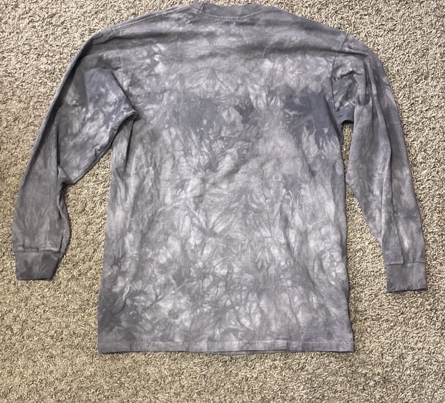 The Mountain Gray Tie-Dye Cat Graphic Print Long Sleeve T-Shirt, M