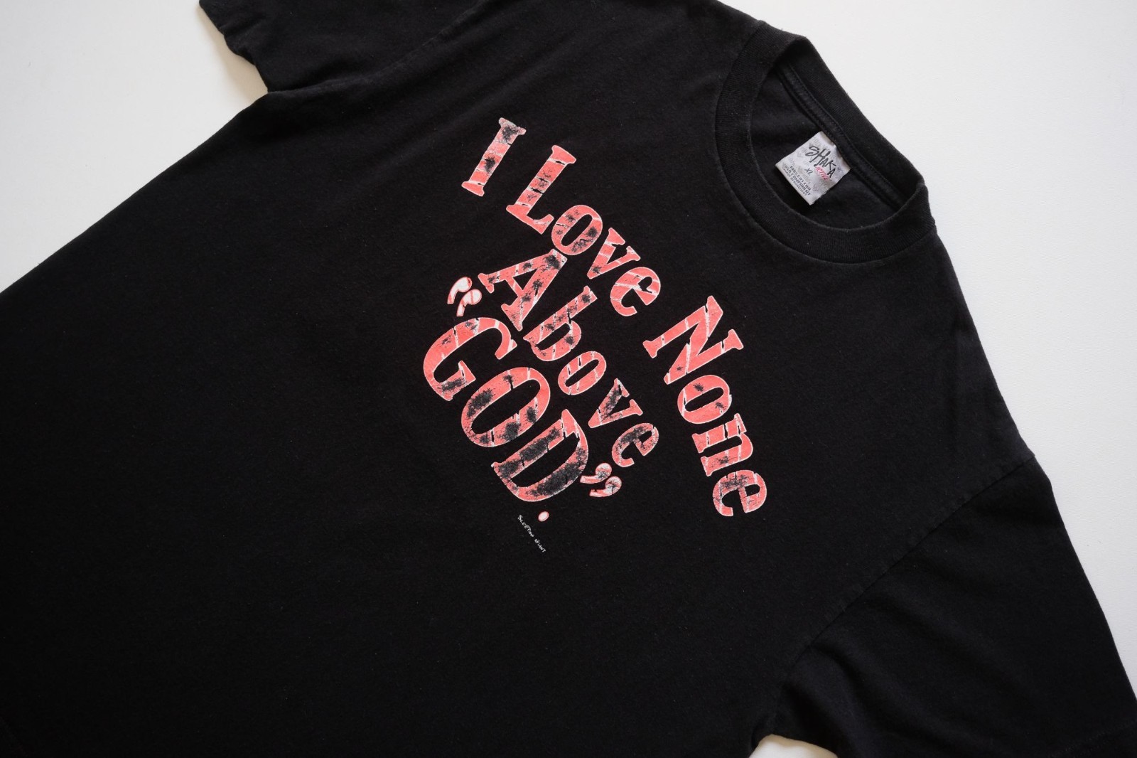 VTG Y2K 90s BIBLE LOVE NONE ABOVE GOD SHAKA GRAPHIC COTTON BLACK T SHIRT SZ XL