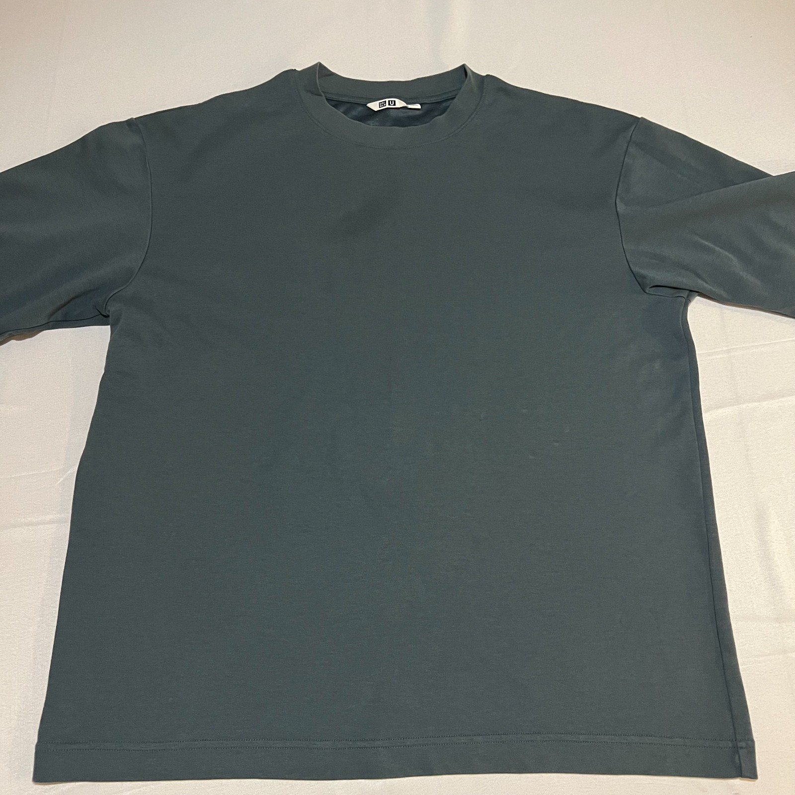 Uniqlo U AIRism Oversized Half Sleeve T-Shirt Men’s M Dark Green Cotton Blend