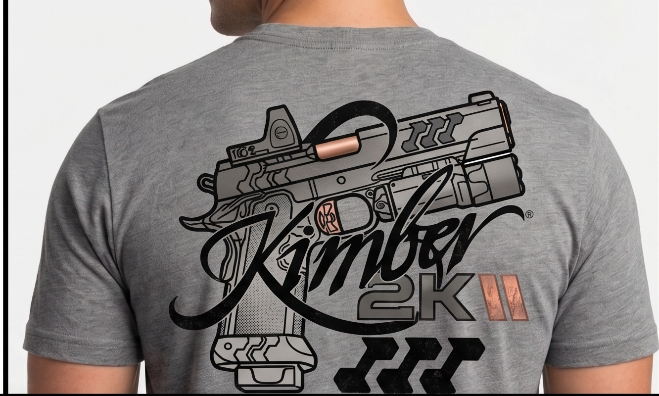 Custom 2KII Tactical Pistol T-Shirt – Grey Athletic Fit Tee – Premium Graphic