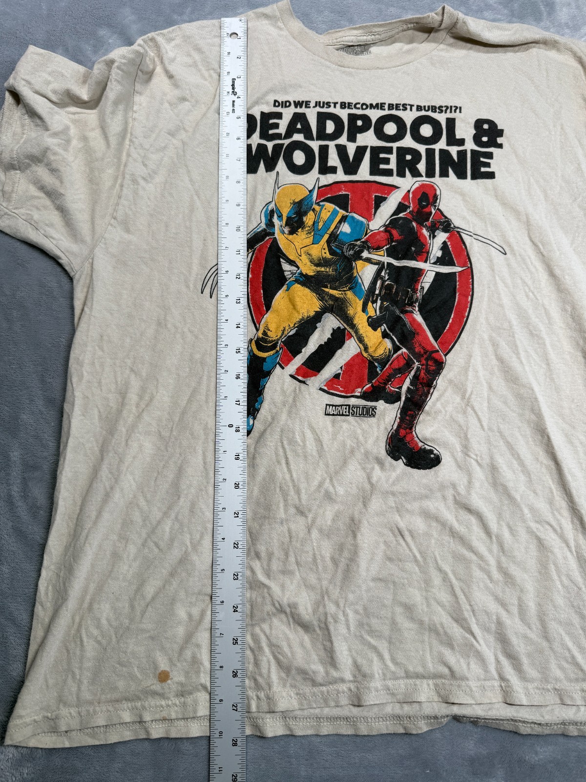 Marvel Deadpool & Wolverine T Shirt Mens XL Tan Graphic Short Sleeve