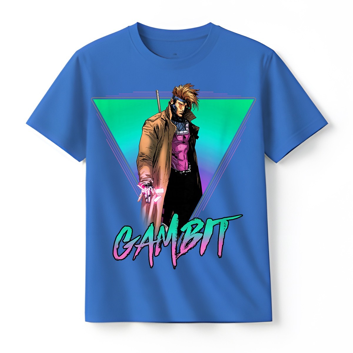 Marvel X-Men Gambit Epic Neon 80’s Style Retro Portrait T-Shirt