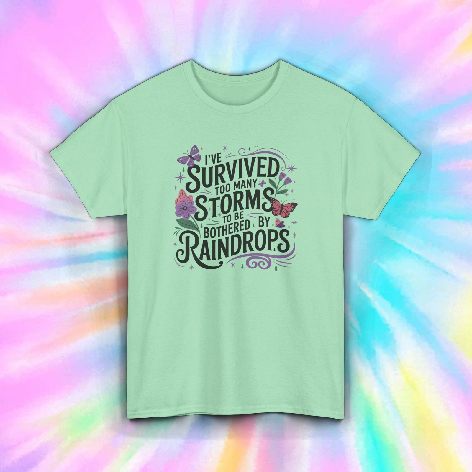 Inspirational Storms Shirt Too Strong to Fear Raindrops Quote Tee S-5XL