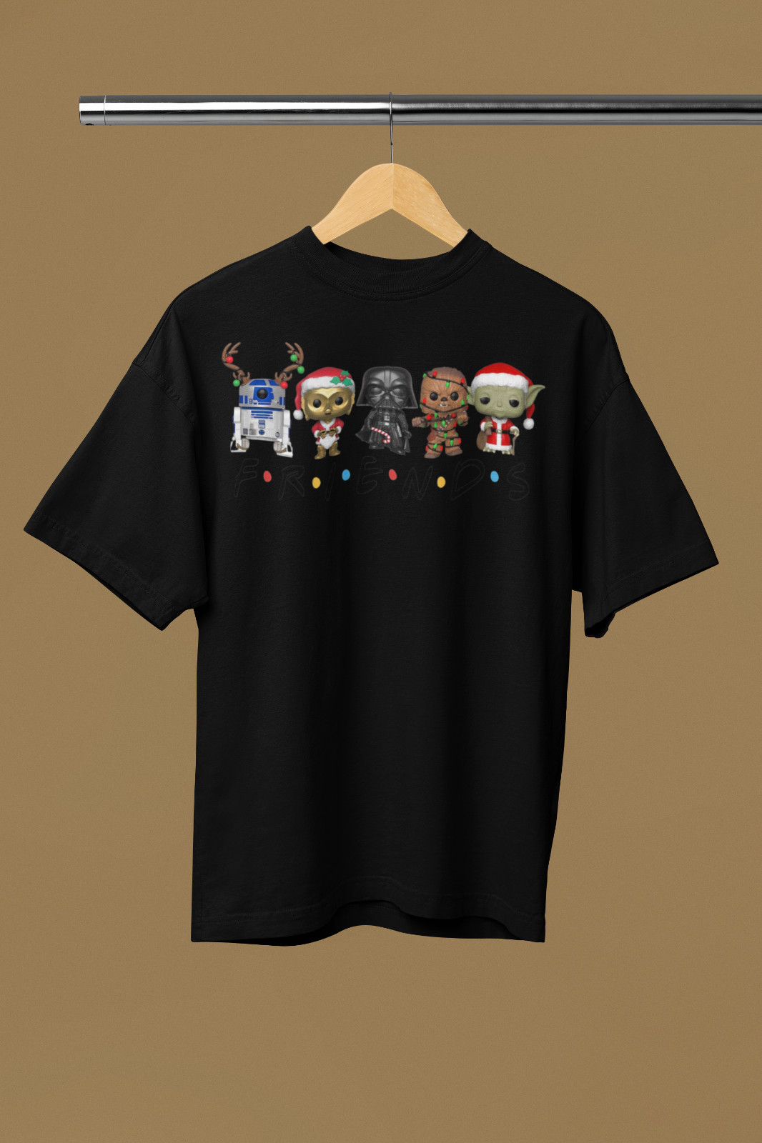 Festive Friends Christmas T-Shirt with Iconic Space Heroes – Perfect for Holiday