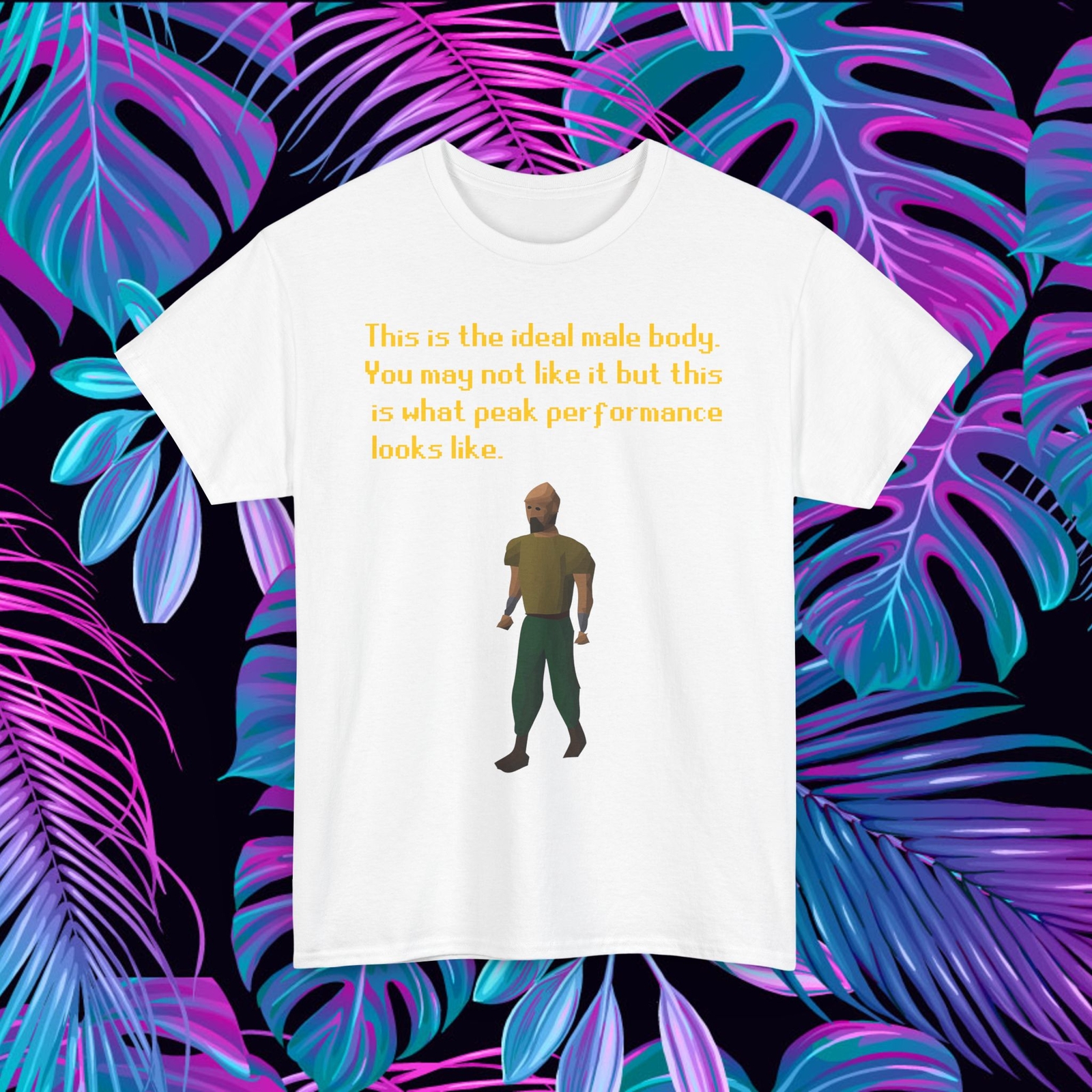 Runescape ideal male body meme funny shirt novelty classic cotton