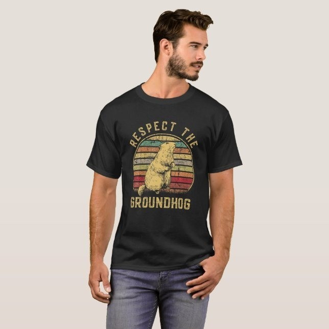 Vintage Sunset Groundhog , Happy Groundhog Day Gif T-Shirt