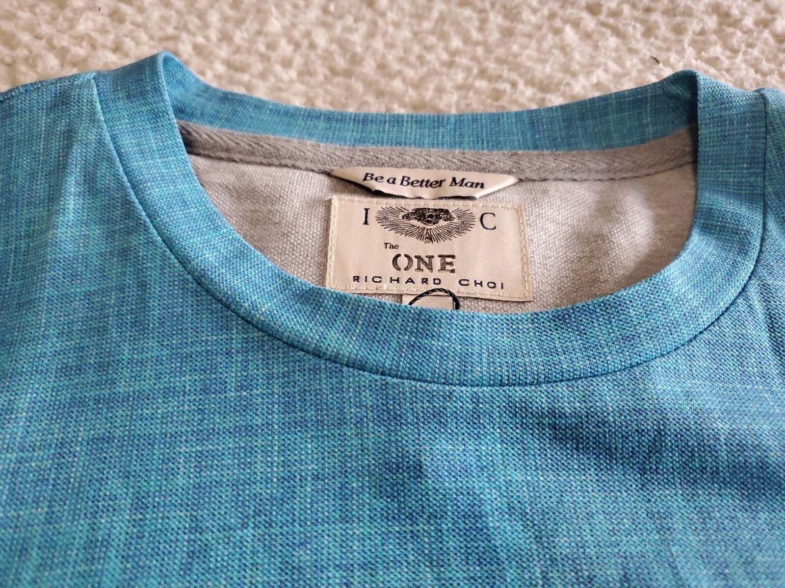 RICHARD CHOI The One NEW Crew Neck Digital Print Aqua S/S TShirt SZ XL