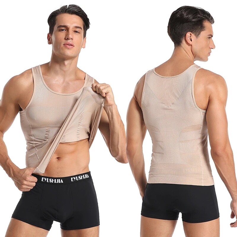 Men Top Slimming Shirt Body Shaper Vest Compression Corsets Undershirt Shapewear