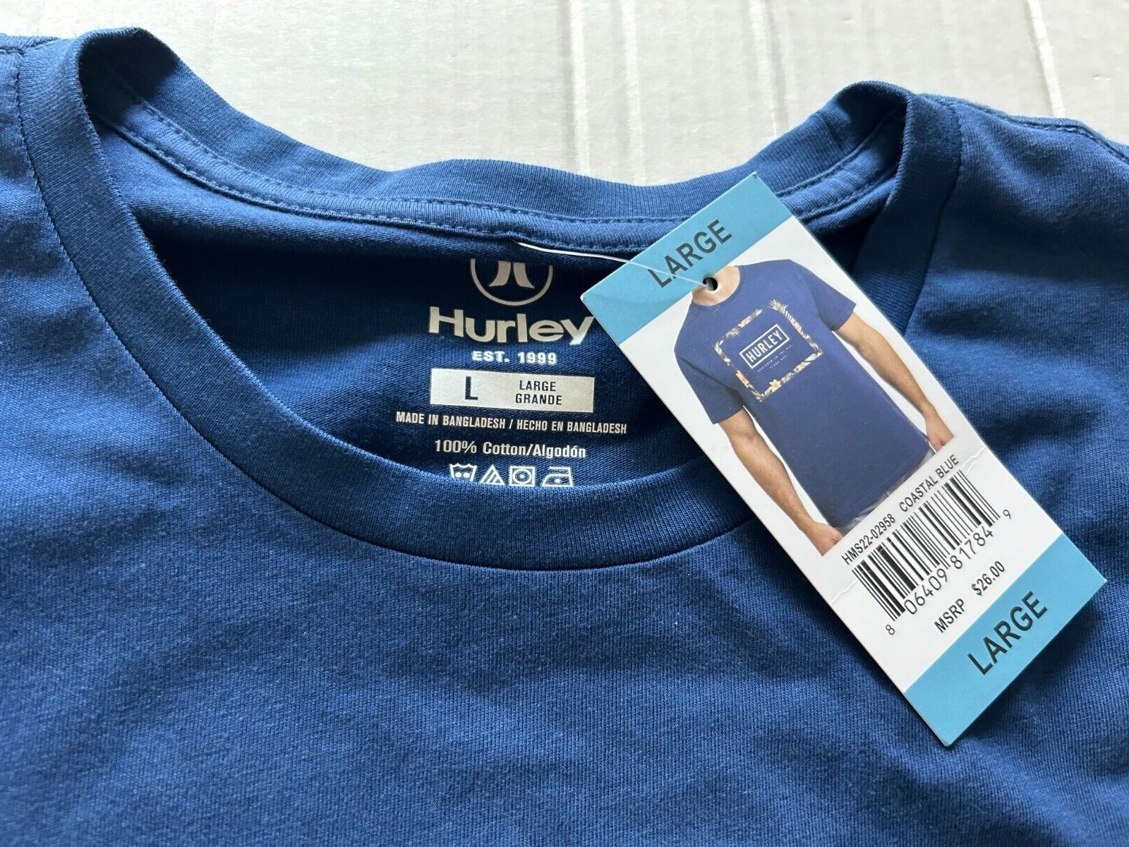 HURLEY SIZE LARGE DARK BLUE SHORT SLEEVE T-SHIRT…SEE DESCRIPTION
