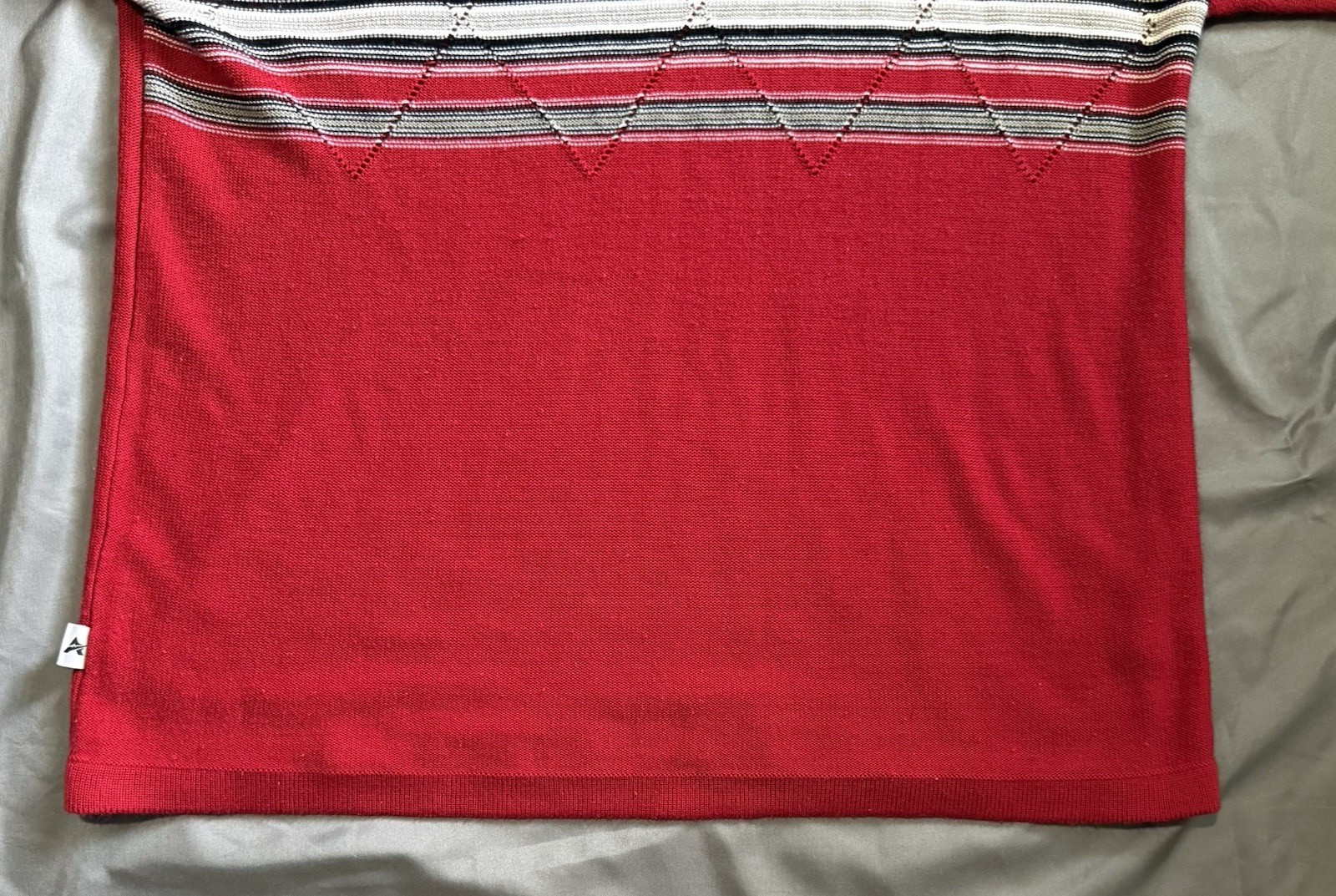 Avirex LTD Red Argyle Stripe Acrylic Knit Shirt Large Y2K Hip Hop Streetwear
