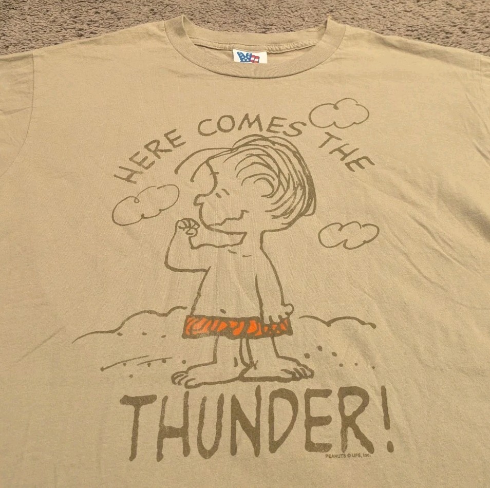 Junk Food Peanuts Linus Here Comes The Thunder Brown T-Shirt Men’s Small