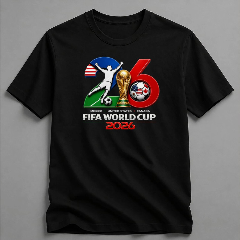 FIFA World Cup 2026 T-Shirt Soccer Graphic Tee Football Fan 26 Trophy