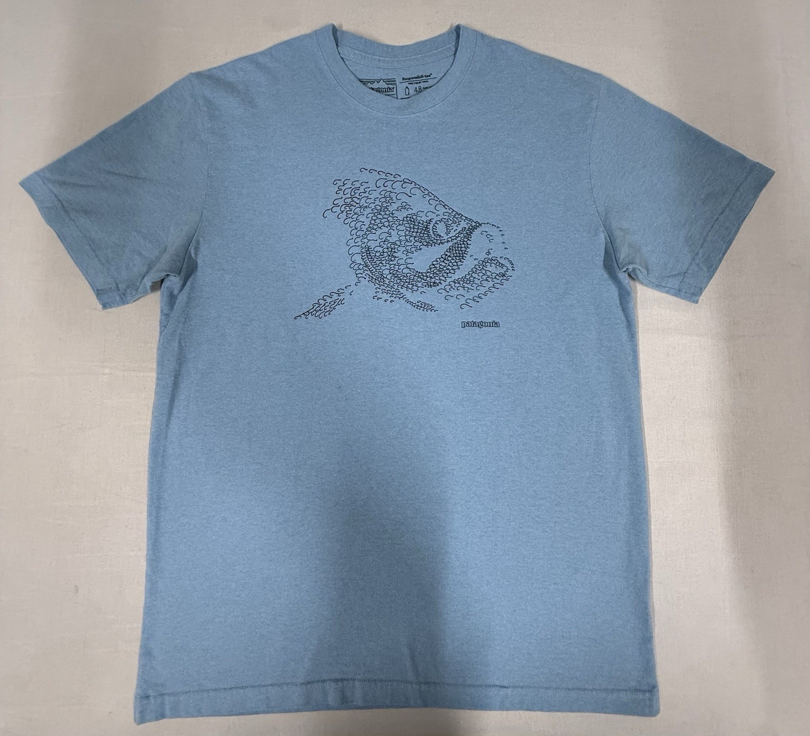 Patagonia Responsibili-Tee T-Shirt Mens M Graphic Mountains Fish 55