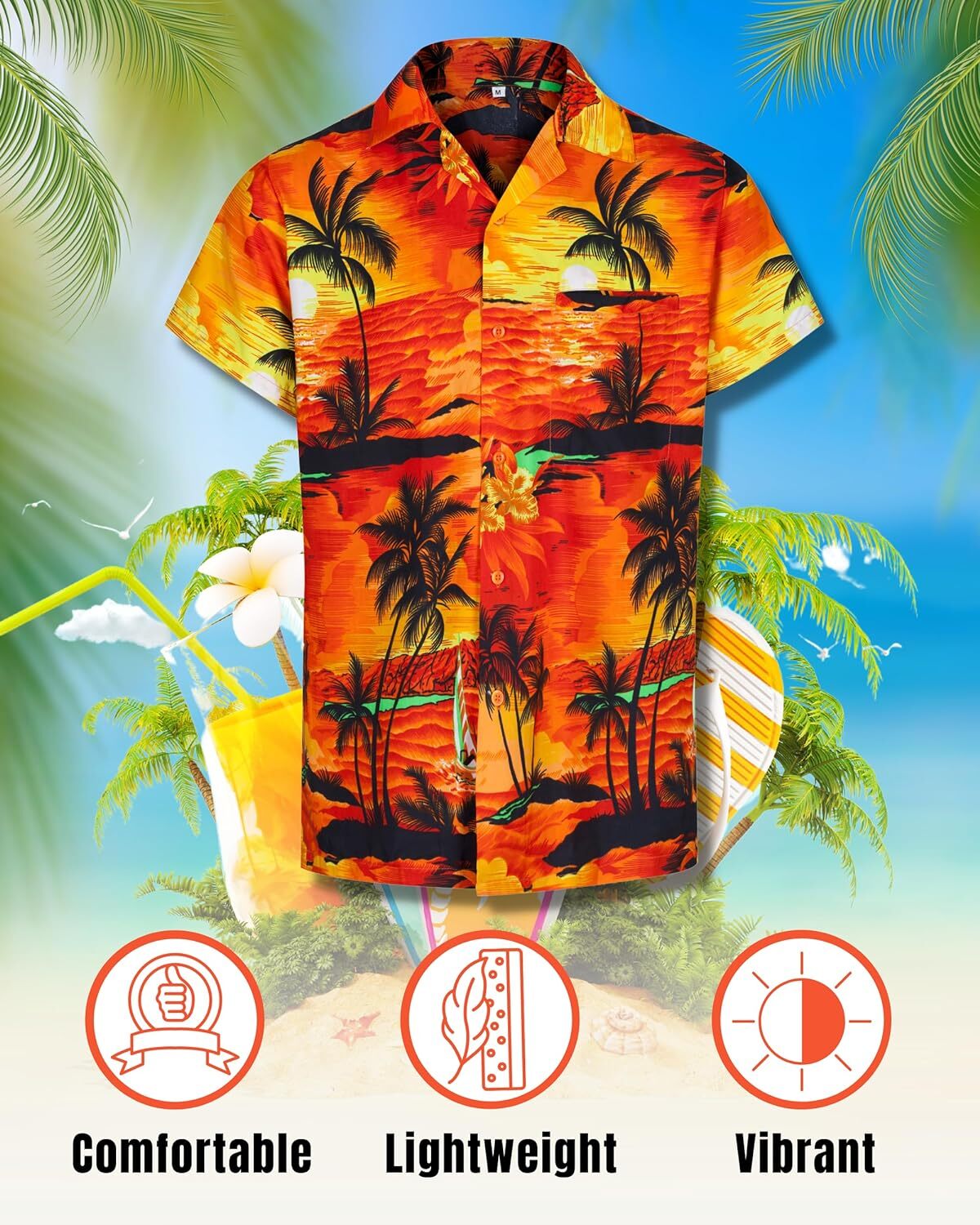 Men Hawaiian Shirt Casual Short Sleeve Cruise Tee Tank Tops Beach Holiday Party