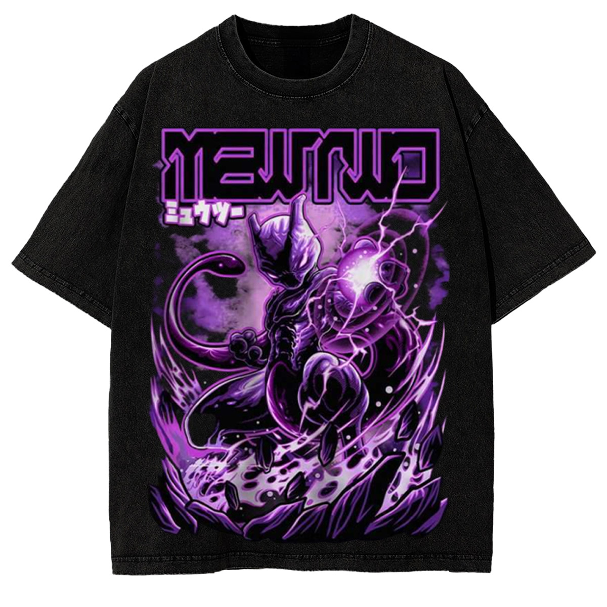 Distressed Anime Tee Mewtwo T-Shirt