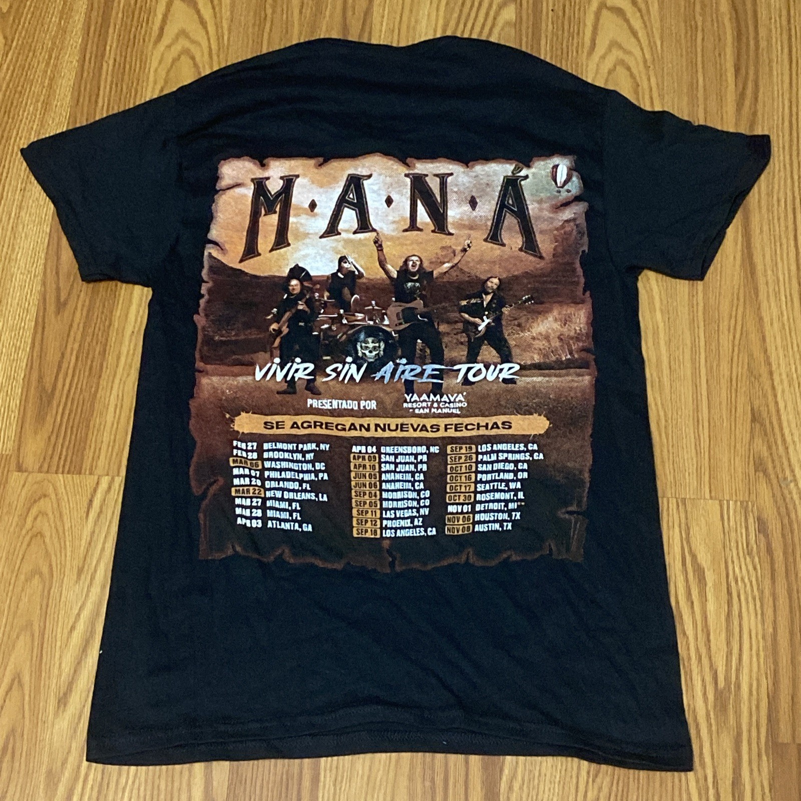 Mana “Vivir Sin Aire Tour” Graphic T-Shirt Size S Band Tee M.A.N.A.